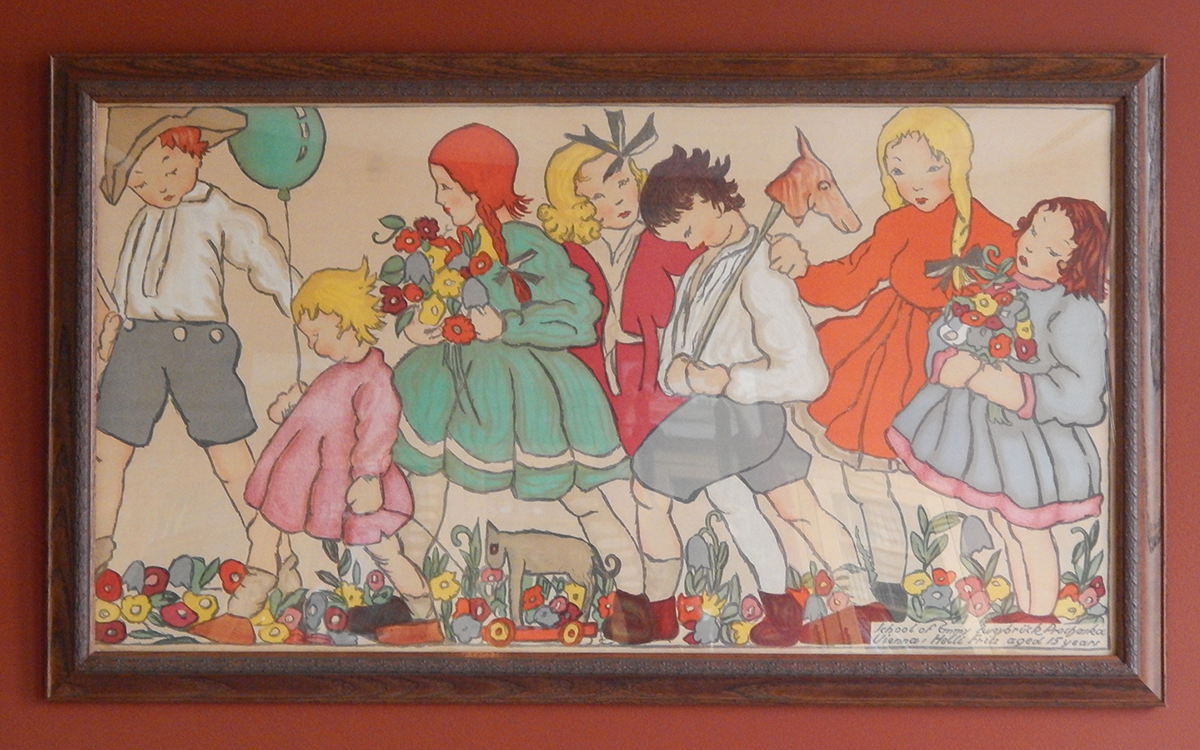 Crawford art piece depicting young children walking together